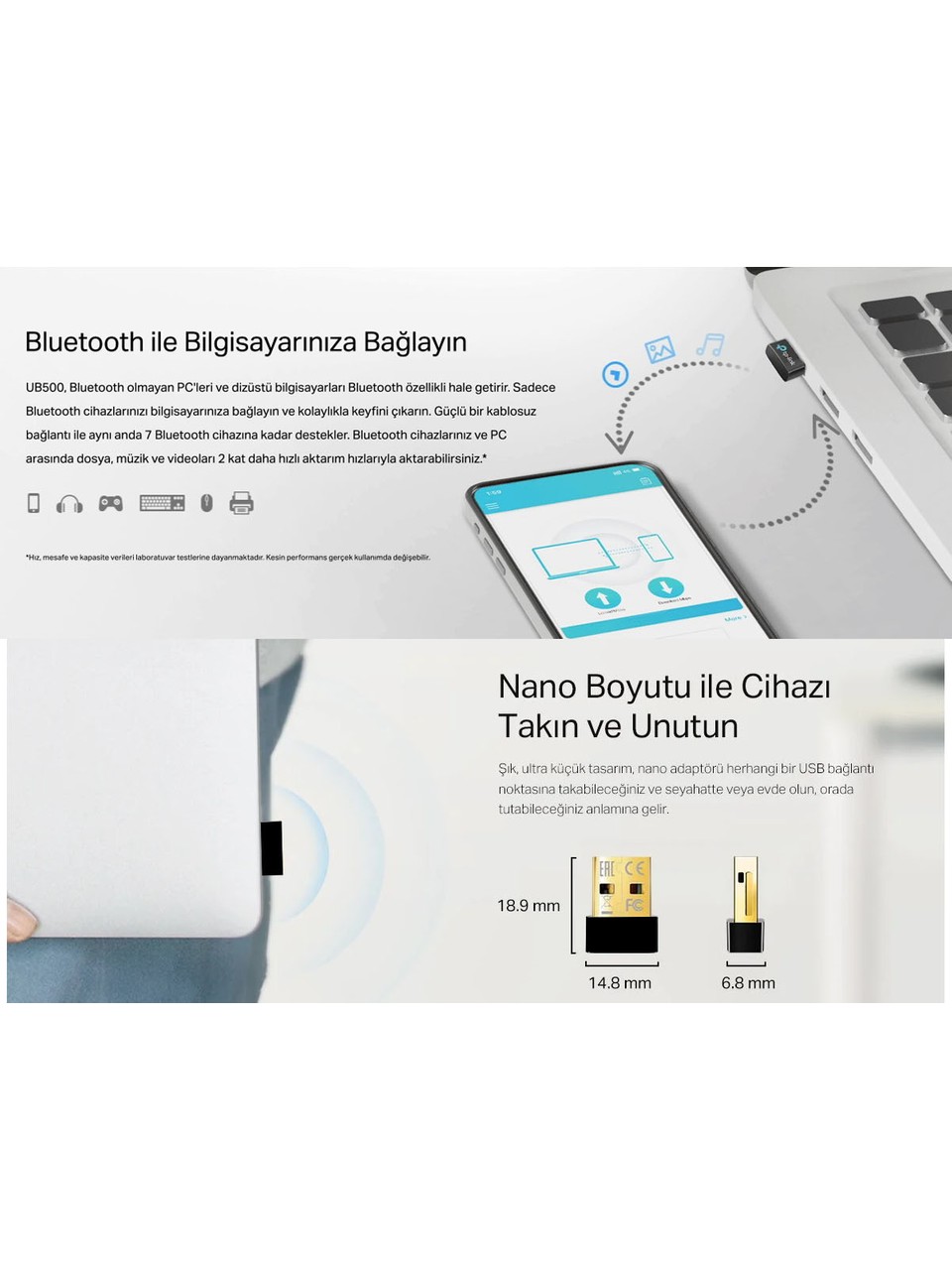 Bluetooth 5-1 USB Adaptör Dongle Wifi Bluetooth Bağlantı Yeni Sürüm